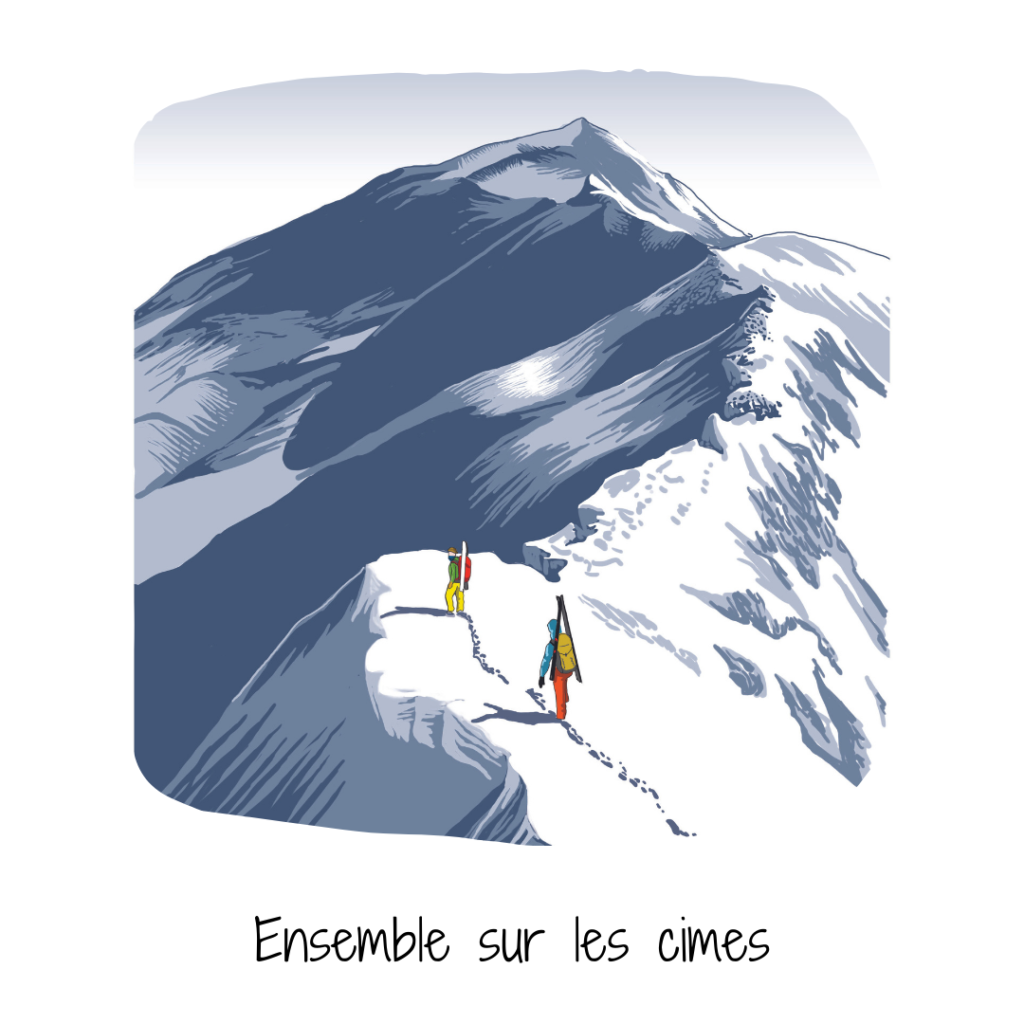 Illustration montagne ski